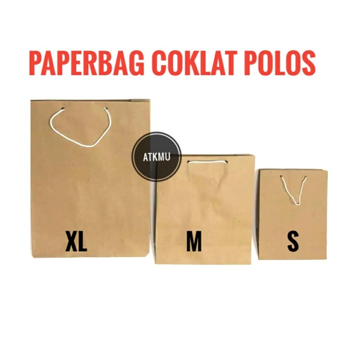 

NEW Paper Bag Coklat Polos Uk. S - M - XL / Tas Bingkisan Bungkus kemasan - M