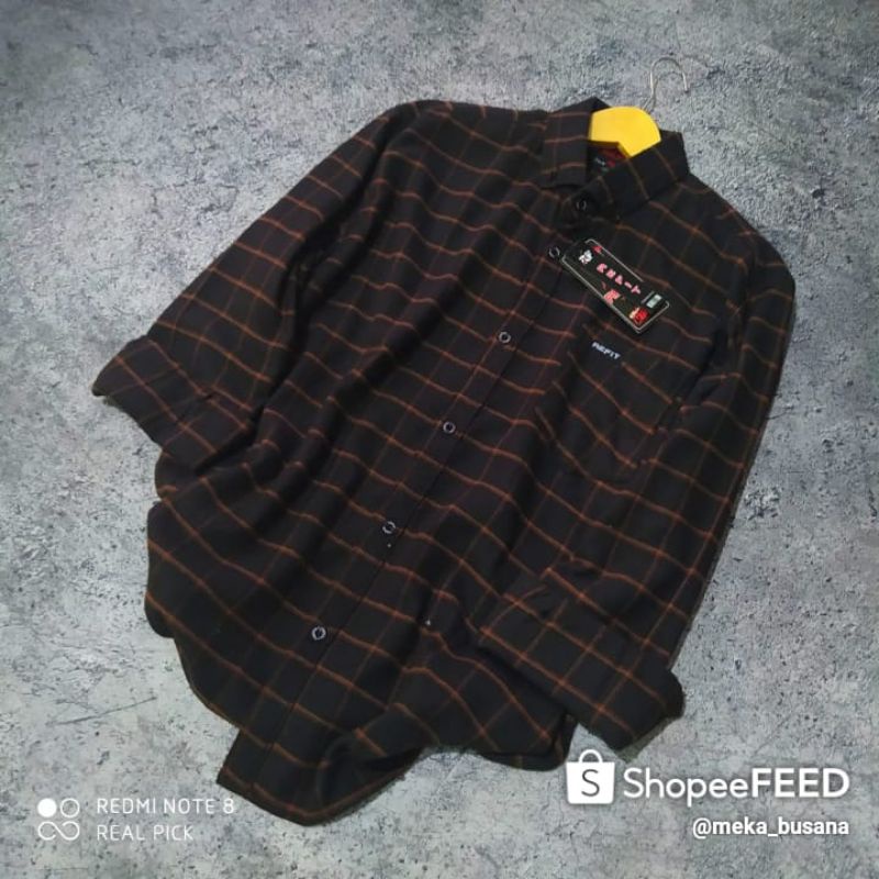 PREMIUM KEMEJA KOTAK KOTAK FLANNEL CASUAL LENGAN PANJANG UNISEX HEM PRIA WANITA KEMEJA WANITA FLANEL-F2