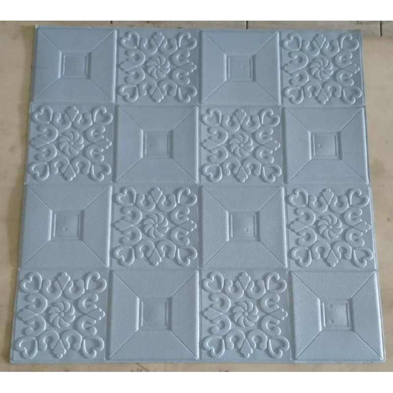 COD Wallpaper 3D Modern Batik Kubik Foam Stiker-Biru muda 2