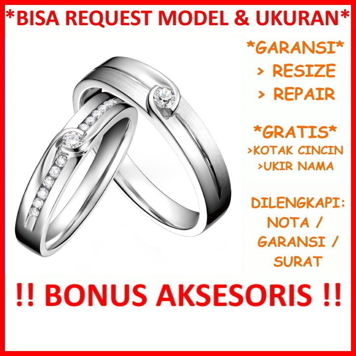 Gratis Ukir Nama Garansi Silver Asli Bisa Pesan Model Cincin Couple Perak Tunangan Mas Kawin Id573