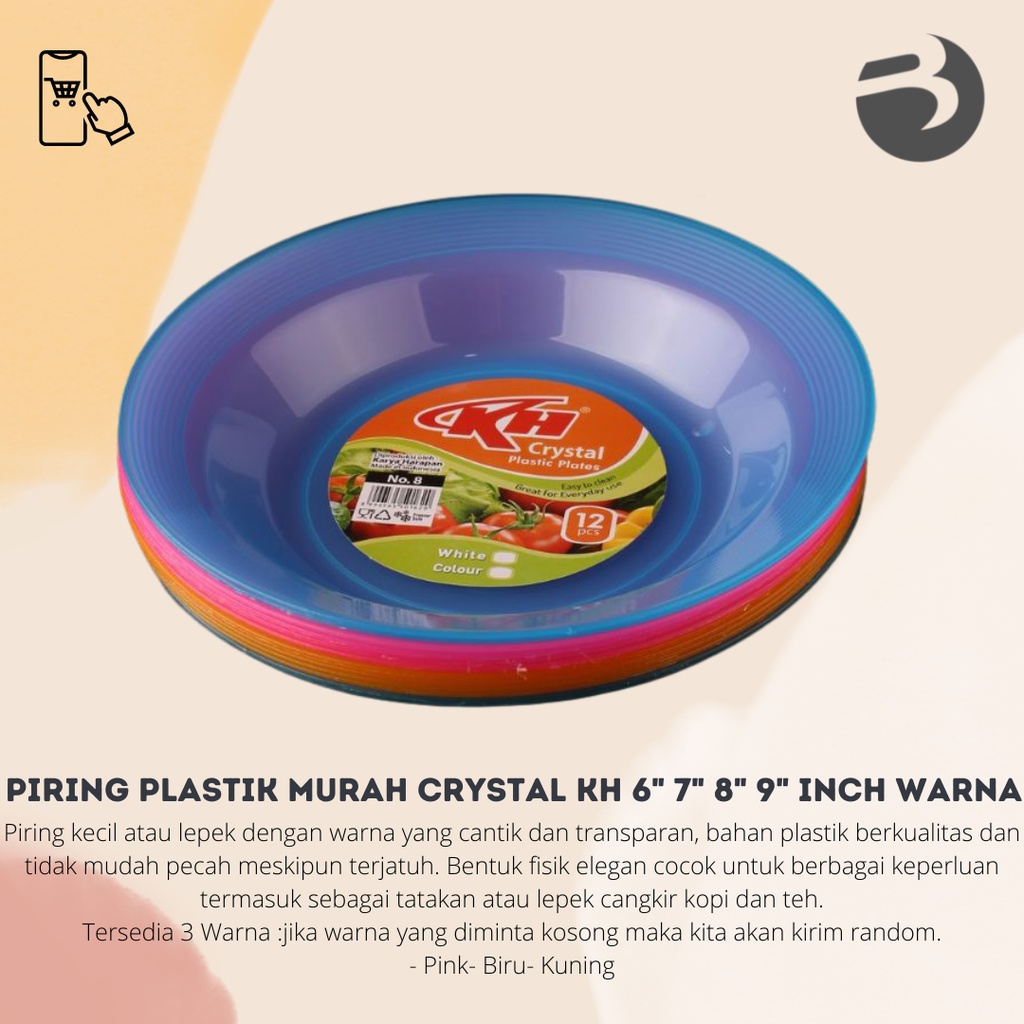 Piring Plastik MURAH CRYSTAL KH 6&quot; 7&quot; 8&quot; 9&quot; Inch Warna