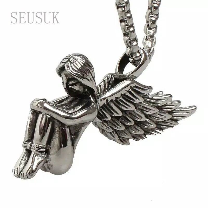 Kalung pria wanita tengkorak punk style men women necklace angel series