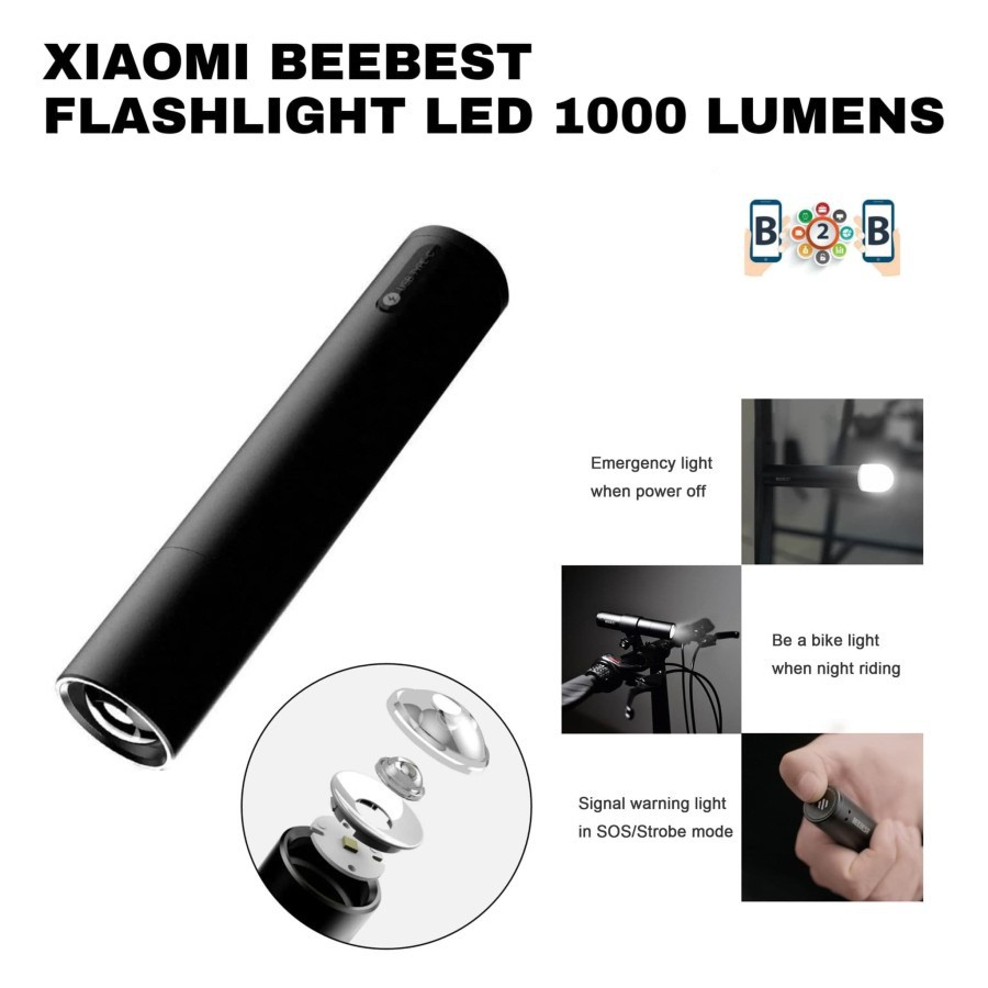 BEEBEST Flashlight LED 1000 Lumens - Senter sepeda dll