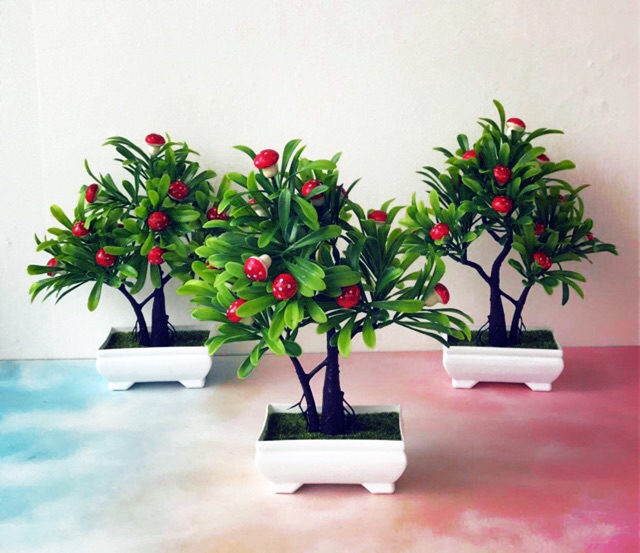 NFS351 Bunga plastik / Pajangan bunga Artifisial / motif jamur / Vas Petak-2