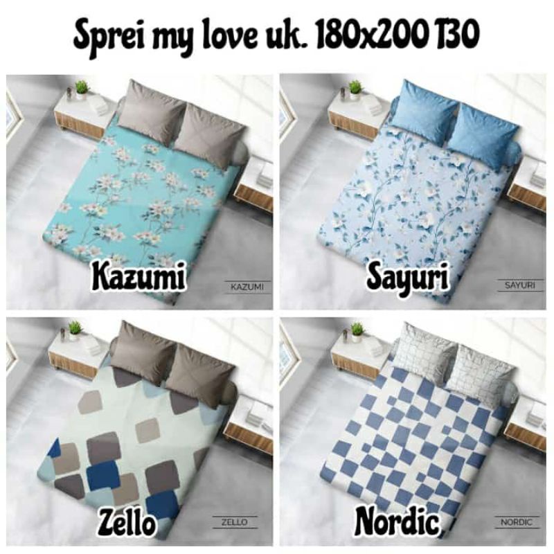 sprei my love ukuran 180x200 tinggi 30cm