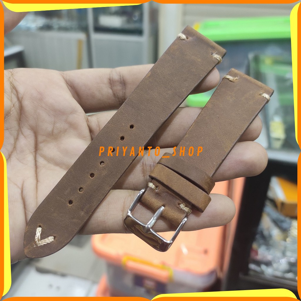 STRAP TALI JAM KULIT LEATHER ASLI JAM TANGAN ZORRO 20MM 22MM BROWN NON LOGO