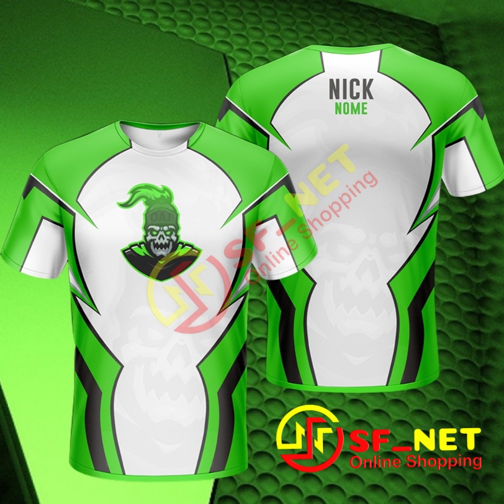 Jersey Kaos Baju Gaming Free fire,pubg,ml custom desain full printing hijau