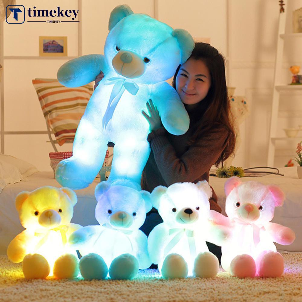 Timekey Mainan Boneka Plush Beruang 50cm Dengan Lampu LED Warnawarni F9K2