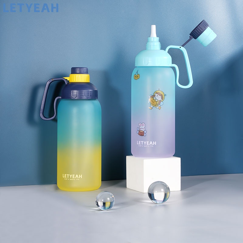 letyeah Botol minum 1800ml jumbo portable tahan bocor dengan sedotan / bpa free