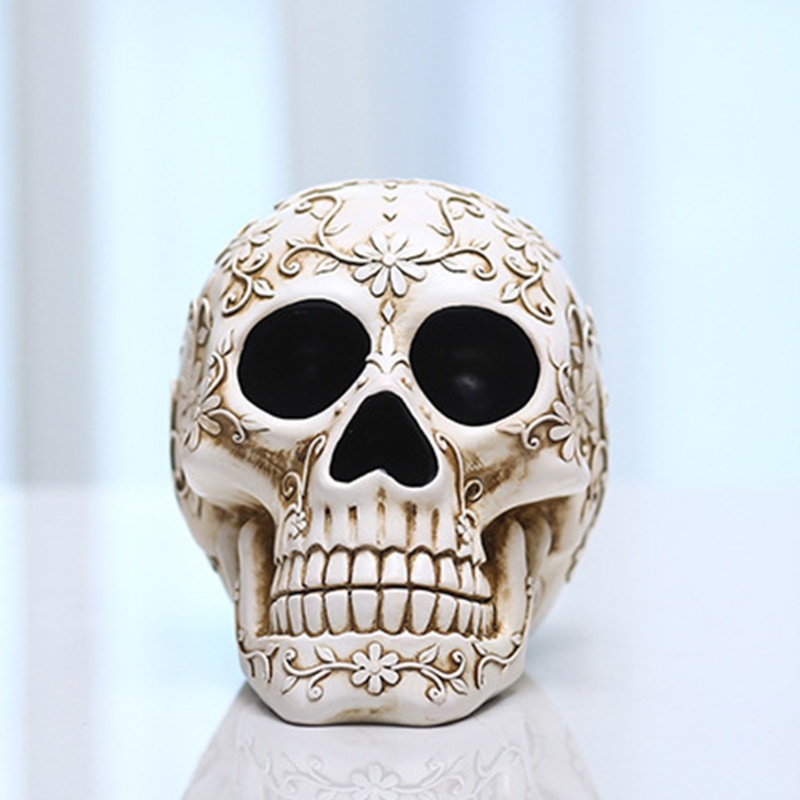 Ornamen Kepala Tengkorak Bahan Resin Untuk Properti Halloween