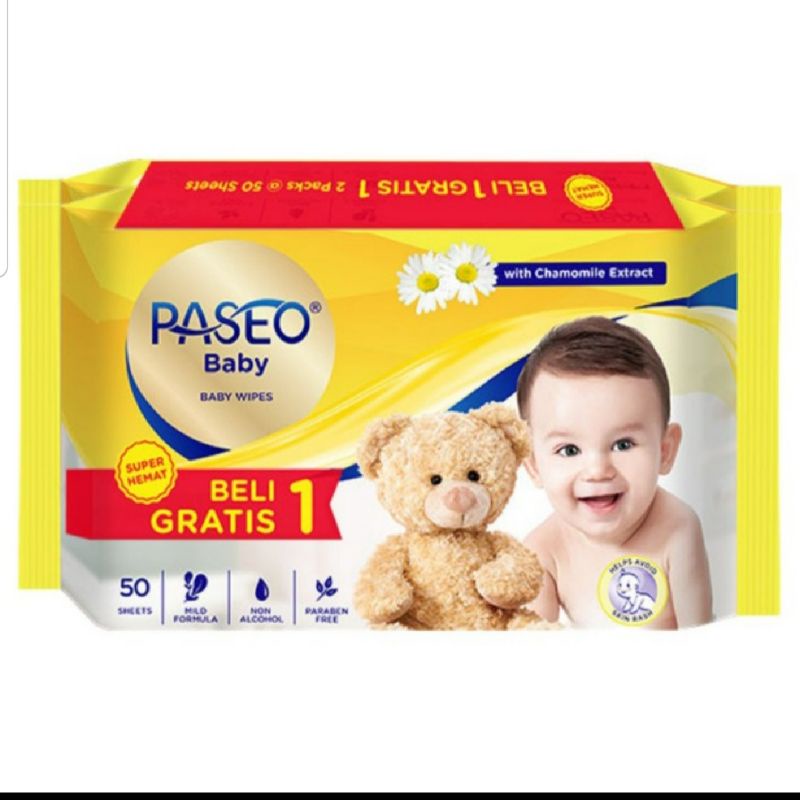 Buy 1 Get 1 PASEO Baby Wipes 50s +50s Tisu Basah Bayi