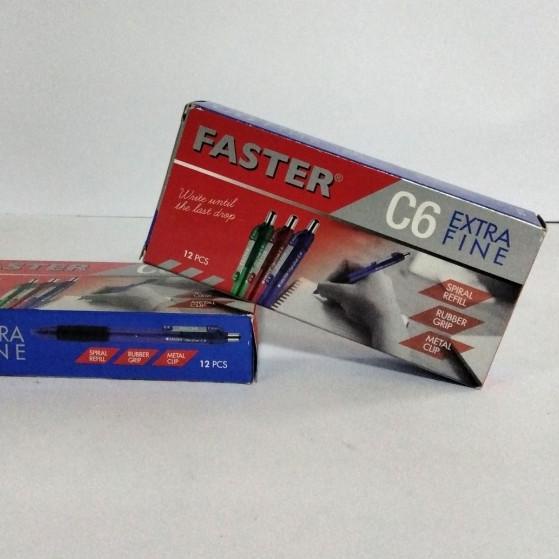 

➻ Ballpoint FASTER C6 - Hitam 12 Pcs ♖
