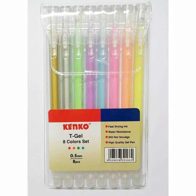 

Pulpen Gel Color Pen Kenko T-Gel Set 8 Warna 0.5mm