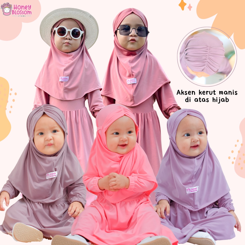 HoneyBlossom - gamis anak bayi perempuan / gamis bayi perempuan / gamis bayi polos 6 12 bulan cantik lylia