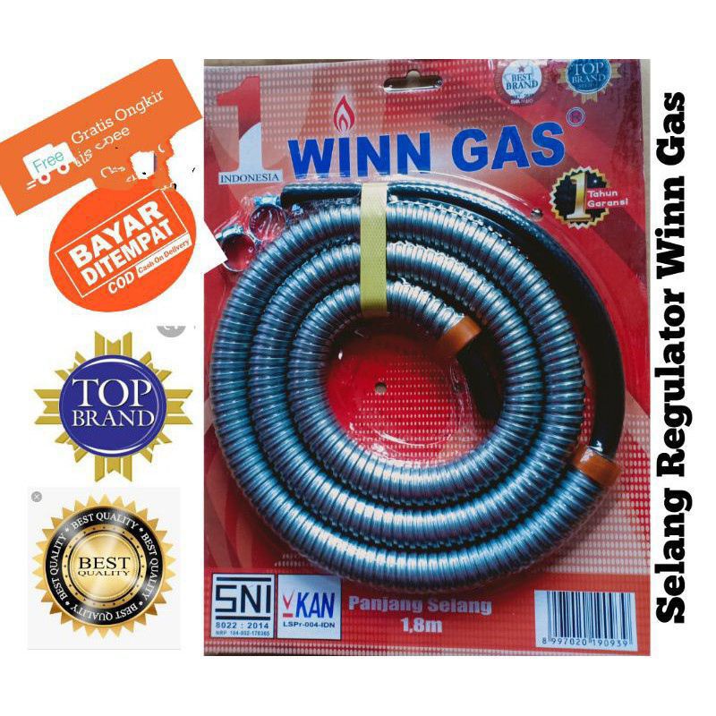 Winn Gas , Safety gas , W 138 , Luzzini   , selang paket Win gas , Panjang Selang 1.8 Meter