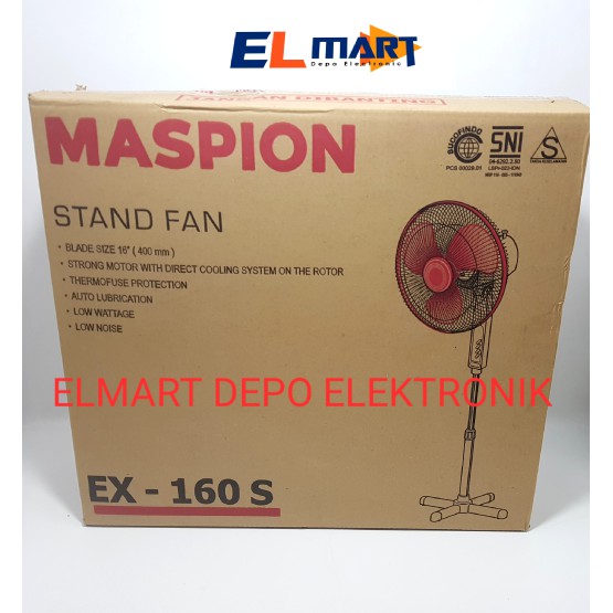 MASPION Stand Fan 16inch EX 160S - 160 S - EX160S Kipas Angin Berdiri Kaki Silang 16&quot; 16 inch 50watt