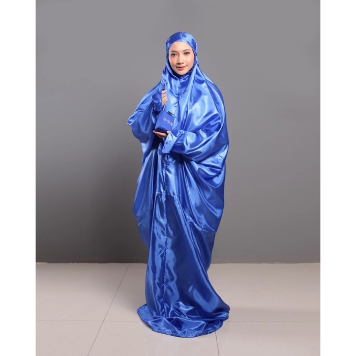 MUKENA TRAVEL REKOR MURI TERKECIL SEUKURAN HP - BLUE (TERUSAN GAMIS)