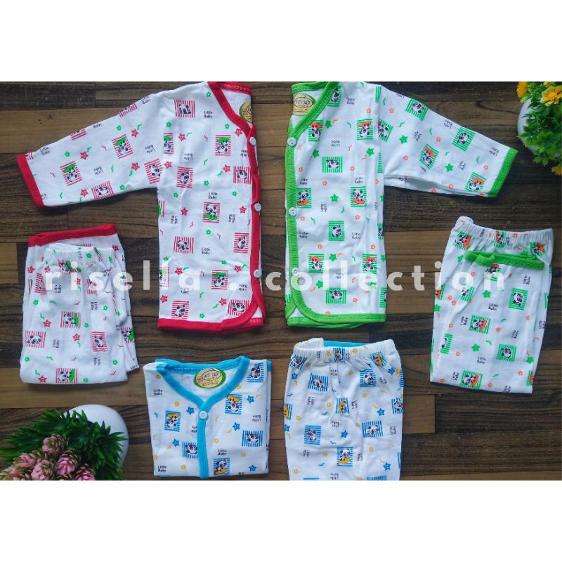 Baju Bayi Setelan Full Kancing Depan 0-10 Bulan 3 Set ( 6PCS )