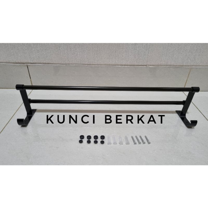 Gantungan handuk hitam/Hanger Black/2 baris/2 bar