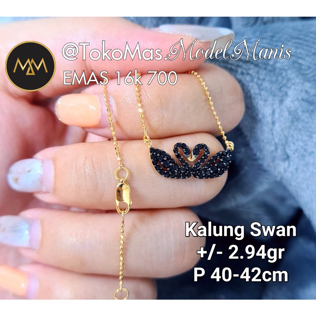 Kalung Double Swan Rantai Biji Lada emas kuning 700 kadar 16k