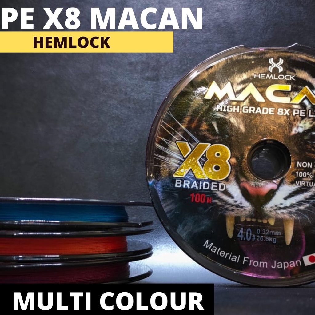 SENAR PANCING PE X8 MACAN ORIGINAL HEMLOCK MULTI COLOUR