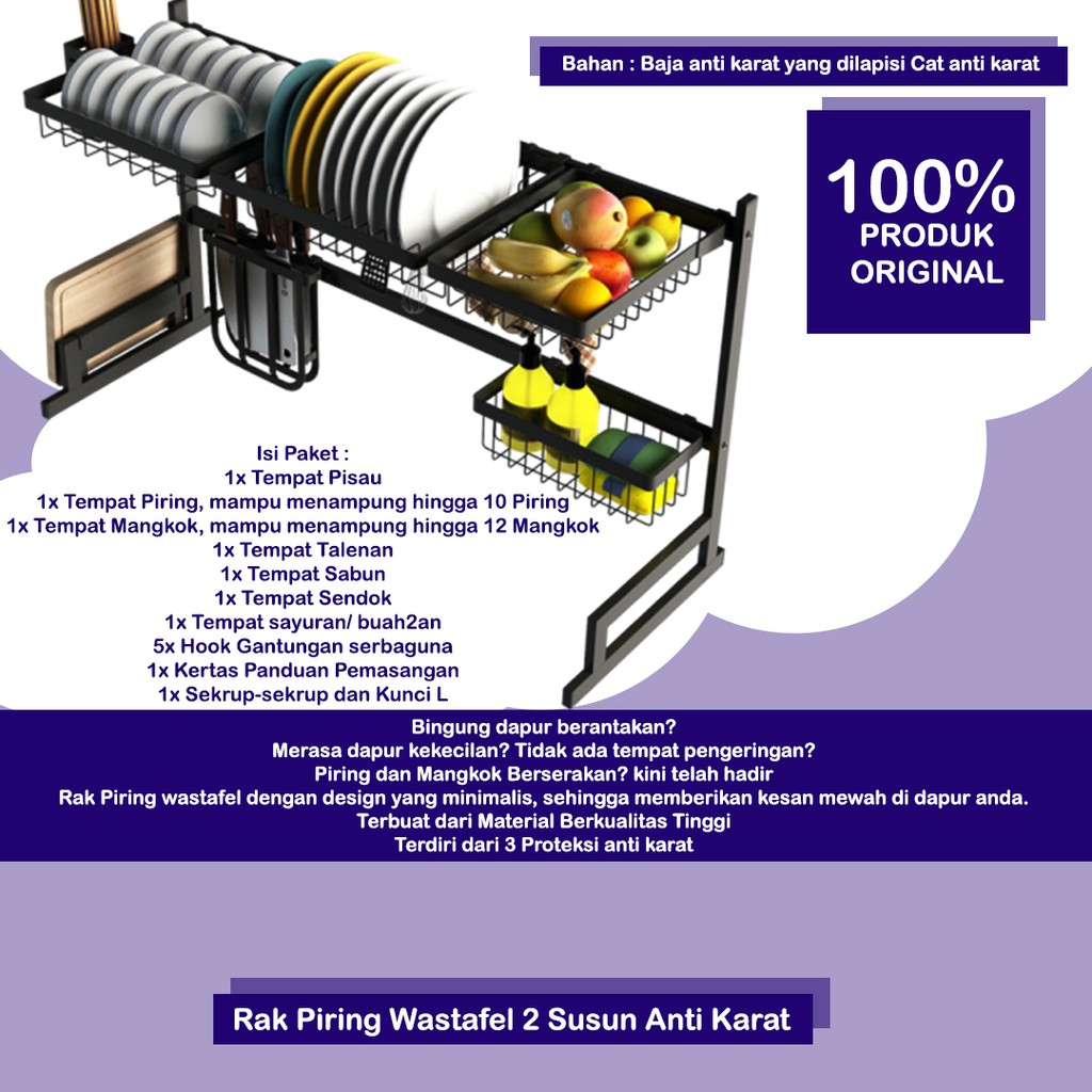 Jual Rak Piring Wastafel Susun Anti Karat Rak Dapur Serbaguna Baja Anti Karat Shopee Indonesia