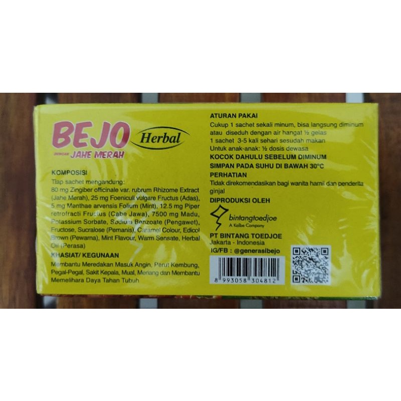 Bintang Tujuh Bejo Jahe Merah 12 Sachet / Mencegah masuk angin / Perut Kembung / Pegal-pegal