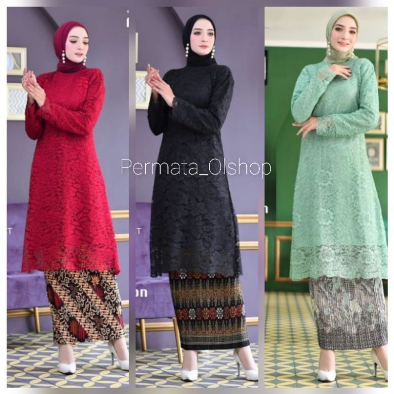 Permata Olshop / Kebaya Tunik Brokat AD / Kebaya Tradisional / Baju Kurung Wanita Modern / Tunik Brokat Modern / Kebaya Modern