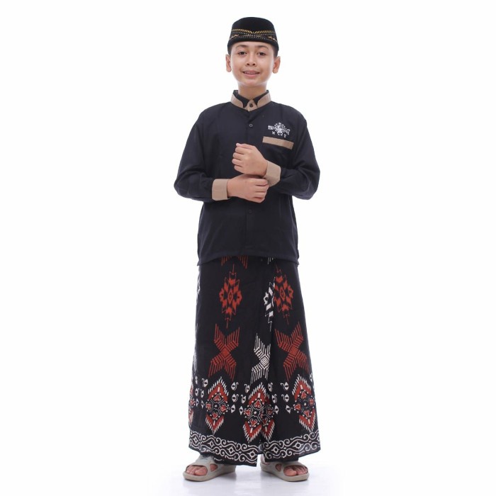 TERBARU BAJU KOKO ANAK ANAK UMUR TK -SD KOKO BORDIL NU ANAK - hitam coklat, no 13