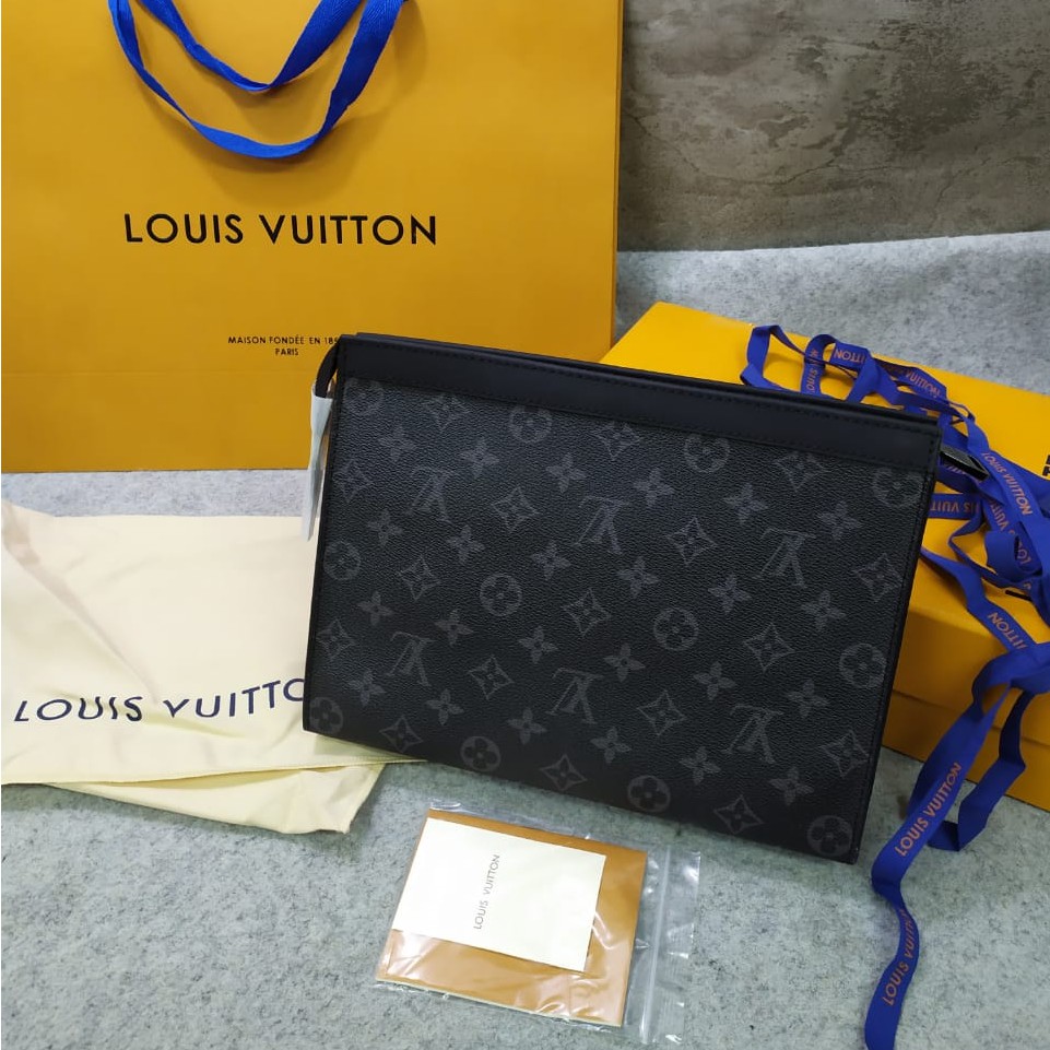 Tas LV kulit asli Inventeur Classic Shoulder bag kulas lengkap