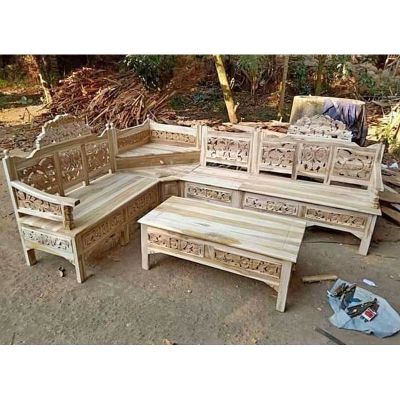 KURSI SUDUT MAHKOTA JATI MENTAHAN