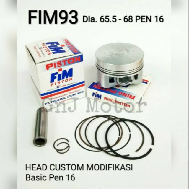 Piston Kit FIM Custom Mentah Pen 16 Dome Bahan Pin 16 DM 65,5, 66, 66,5, 67, 67,5, 68 mm Satria FU