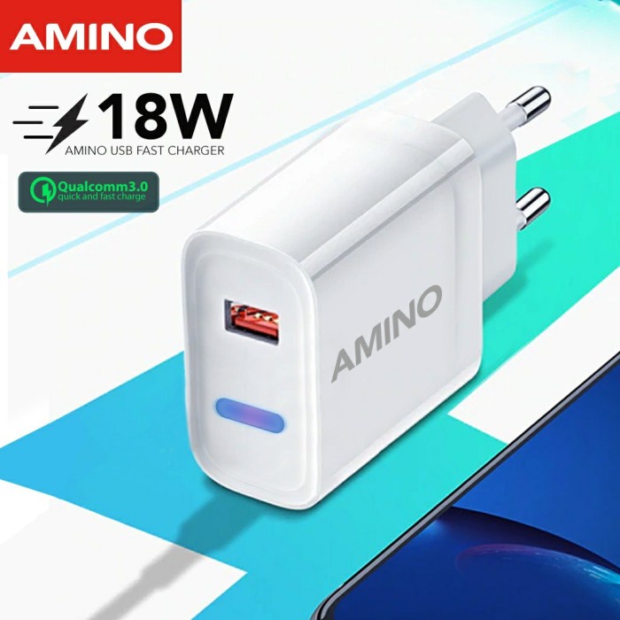 AMINO 3A 18W Qualcomm 3.0 Fast Charger 4A USB Kabel Micro Quick Charge - kepala charger