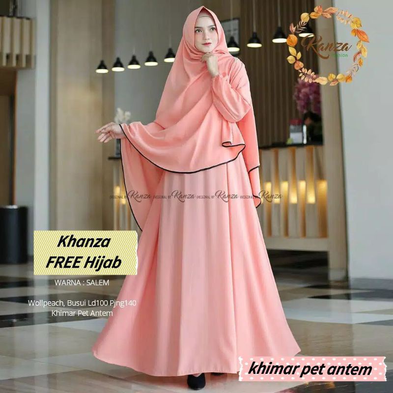 Baju Gamis Dress Pesta Kondangan Muslim Syari Busui Polos Wanita Ukuran  L XL XXL JUMBO KHANZA Plus 