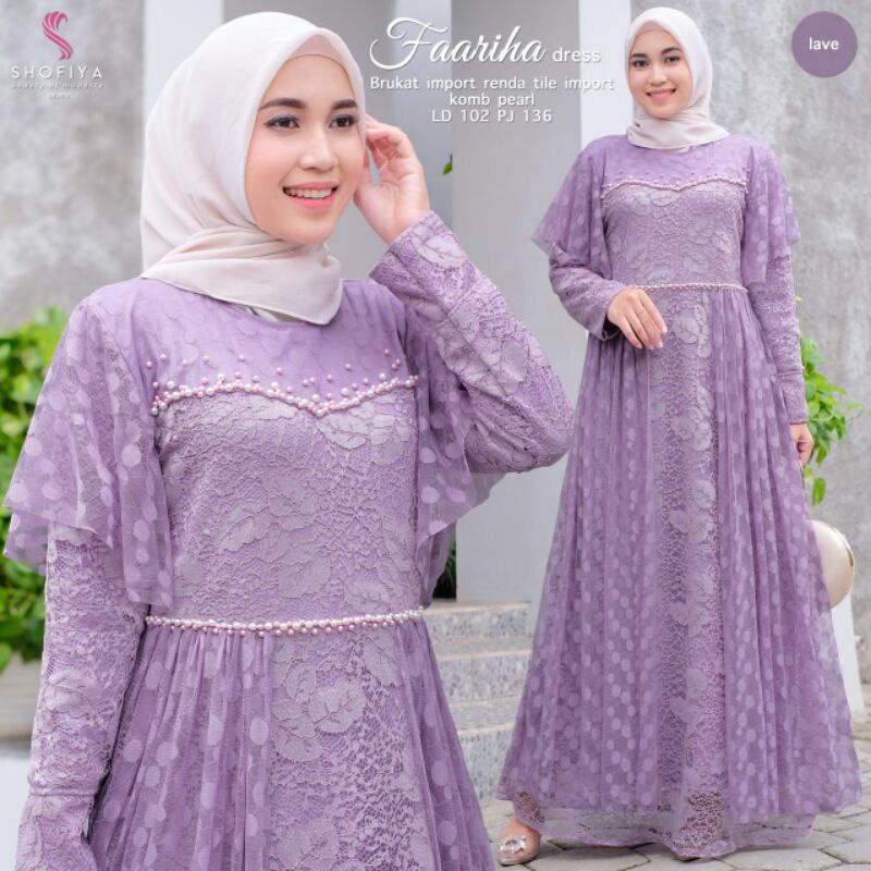 JAHWARA &amp; FAARIHA Maxi Dress Brokat Ori by Shofiya