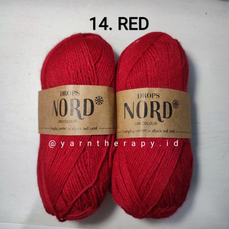 (RED - 14) DROPS NORD Benang rajut wool alpaca import, bisa untuk buat Kaos kaki sock -  yarntherapy