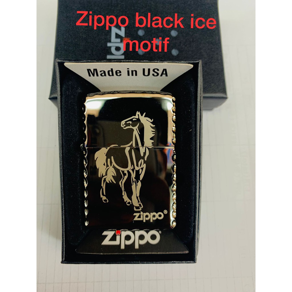 KOREK API ZIPPO BLACK ICE GRADE ORI MODEL MOTIF