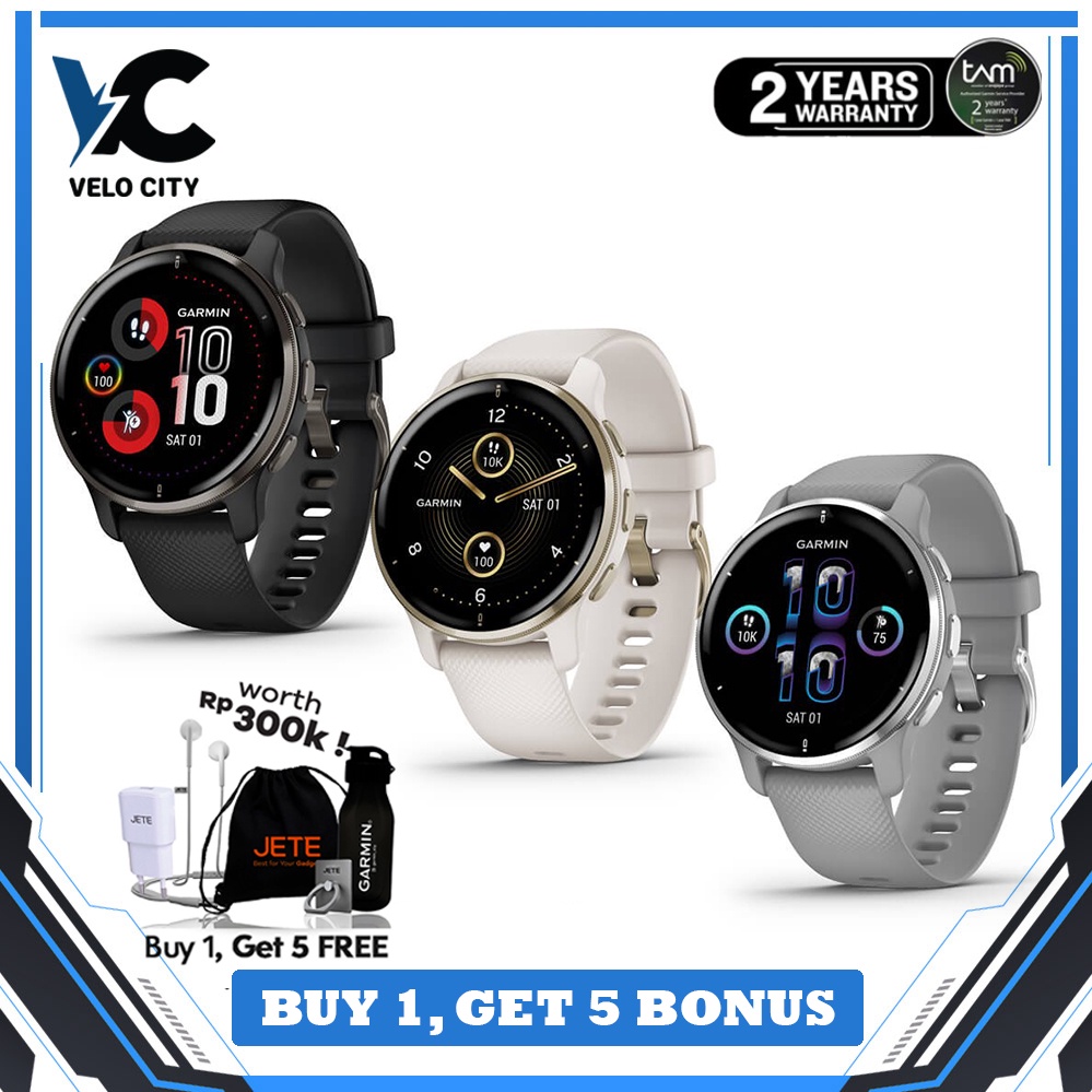 Garmin Venu 2 Plus Stainless Steel Bezel Garansi TAM 2 Tahun