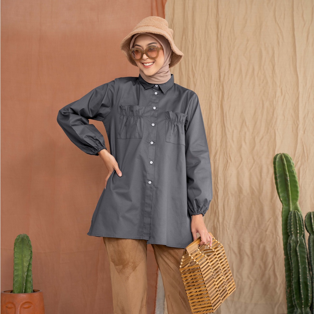 Maydee Tunik Aiko Couple Atasan Tunik Couple Kasual Premium-Aiko Grey
