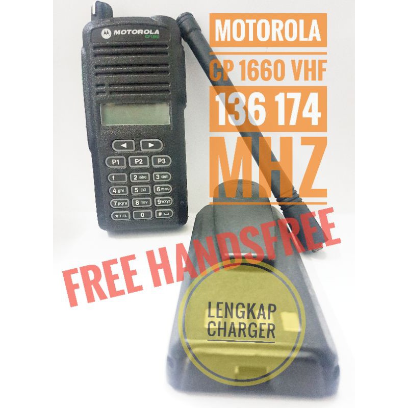 HT Motorola CP 1660 VHF Second Original Lengkap Charger