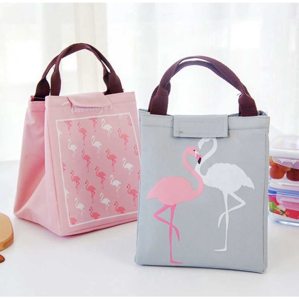 Lunch Bag motif Flamingo / Tas Bekal Cooler Bag / Tas makan siang Portabel