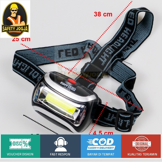 SENTER KEPALA TAFFLED HEADLAMP 3 Modes COB Headlight - CH-2016 - Black