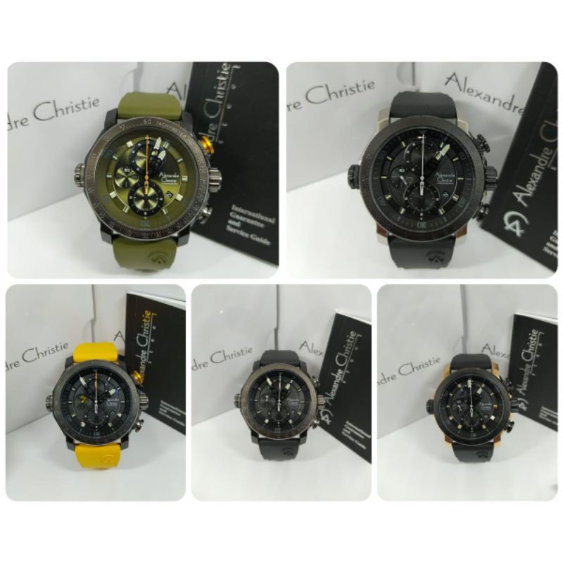 Jam Tangan Pria Sport Alexandre Christie 6565 AC6565 AC 6565 Tali Rubber / Karet