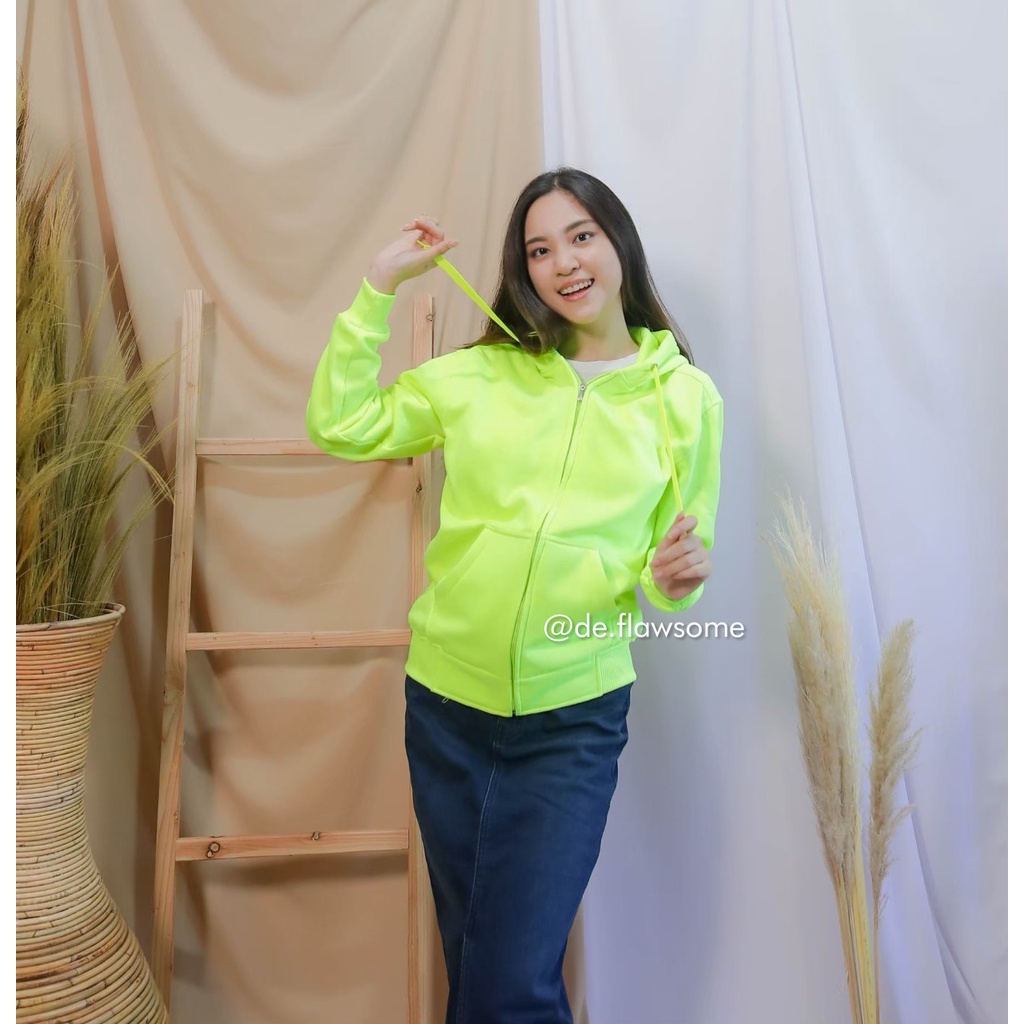 HOODIE ZIPPER / ZIPPER HOODIE POLOS UNISEX COTTON FLEECE SIZE XXXL (OLIVE, HIJAU STABILO, BEIGE, SAG