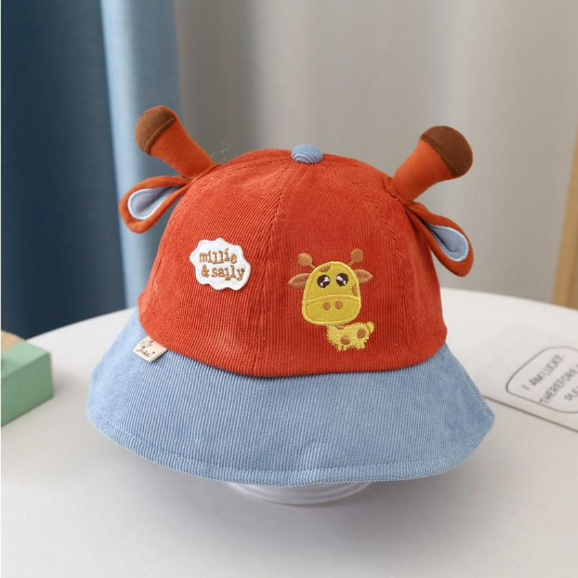 BUCKET TOPI ANAK MILLIE N SALLY GAMBAR JERAPAH TANDUK FASHION TOPI BAYI KEKINIAN CBKS VC-Bucket Millie Bata