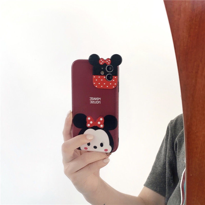 IPHONE Casing Ponsel Desain Telinga Karet Setengah Muka Dalam Hitam Kompatibel Dengan Iphone12 11 Pro Max X Xs Max Xr Ssdxcs