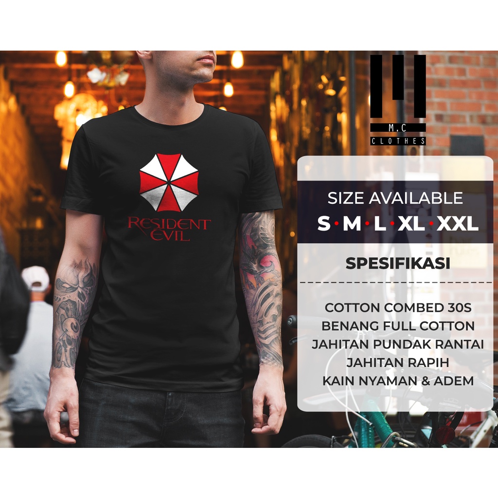 Kaos Baju Distro Game RESIDENT EVIL UMBRELLA CORPORATION bahan adem
