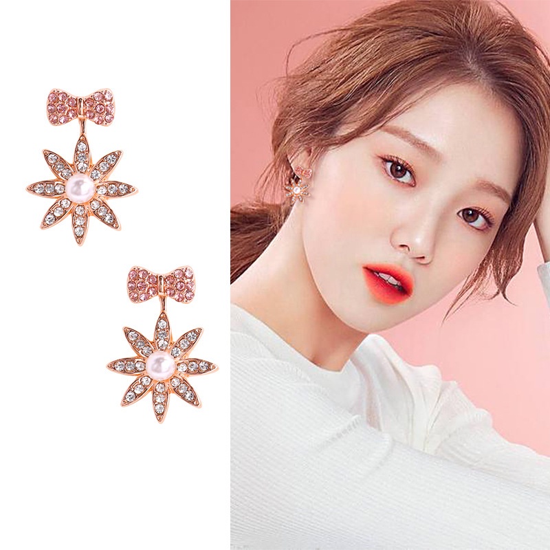 Sterling silver jarum Korea sederhana anggun delapan Awning bintang anting-anting gadis muda pribadi