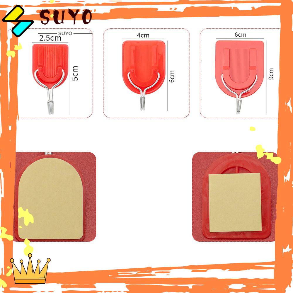 Suyo 5pcs Kait Gantungan Dinding Bentuk U Seamless Anti Air Warna Merah