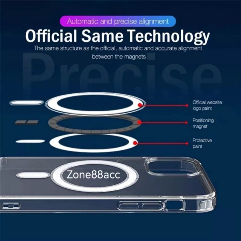 Hardcase Magsafe Iphone 12 pro max mini 12pro 12promax 12mini Clear Case Magnetic magnet Charger Charging Casing Cover Bening Transparan Pelindung Belakang handphone